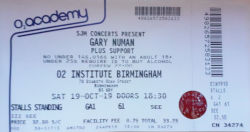 Gary Numan Birmingham Ticket  2019